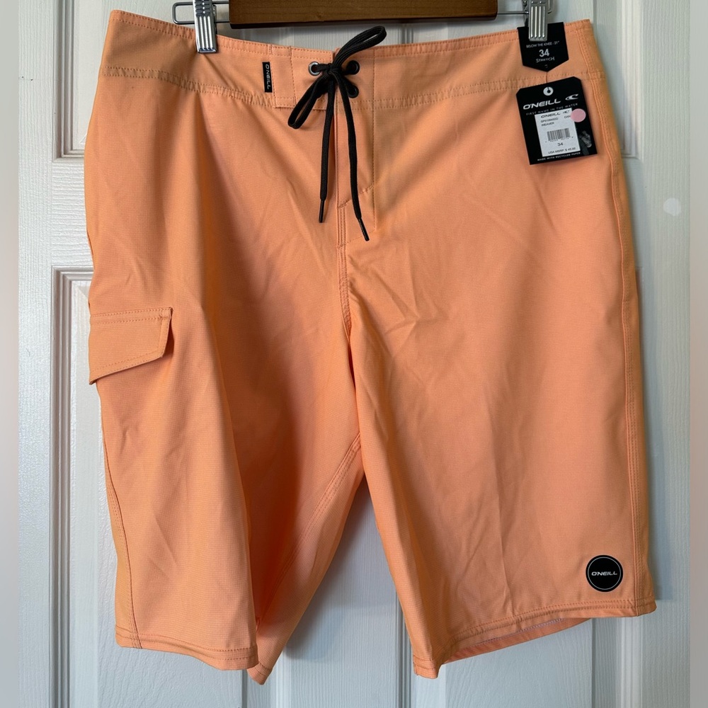 O'NEILL Hyperfreak Stretch Swim Board Shorts in Light Orange
